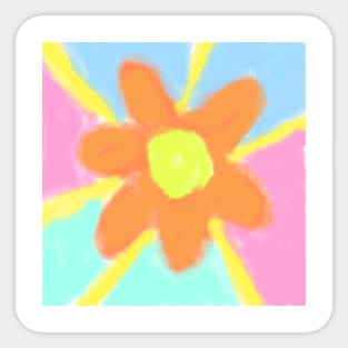 Pink blue orange flower watercolor art Sticker